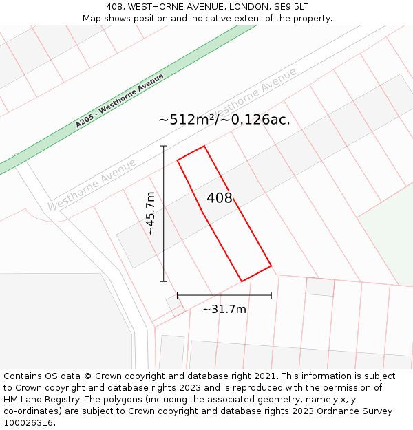 408, WESTHORNE AVENUE, LONDON, SE9 5LT: Plot and title map