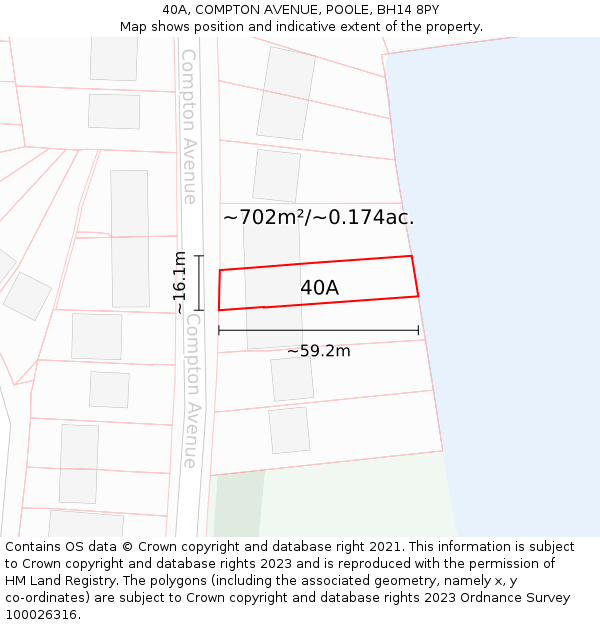 40A, COMPTON AVENUE, POOLE, BH14 8PY: Plot and title map