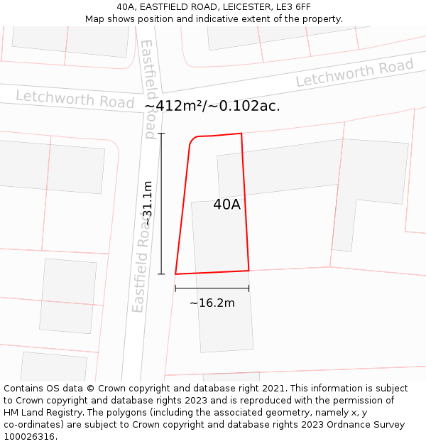 40A, EASTFIELD ROAD, LEICESTER, LE3 6FF: Plot and title map