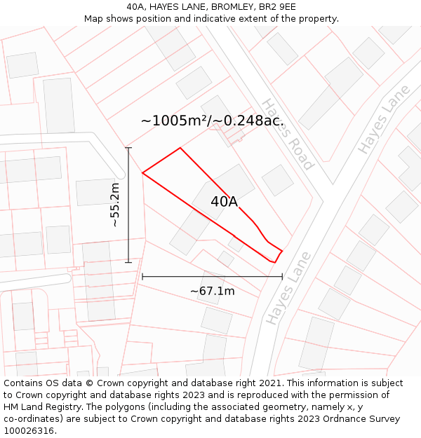 40A, HAYES LANE, BROMLEY, BR2 9EE: Plot and title map