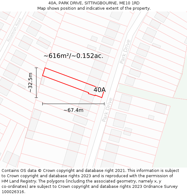 40A, PARK DRIVE, SITTINGBOURNE, ME10 1RD: Plot and title map