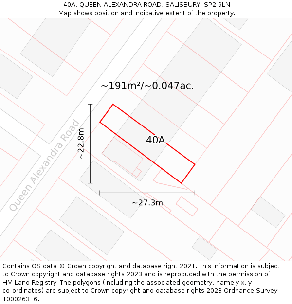 40A, QUEEN ALEXANDRA ROAD, SALISBURY, SP2 9LN: Plot and title map