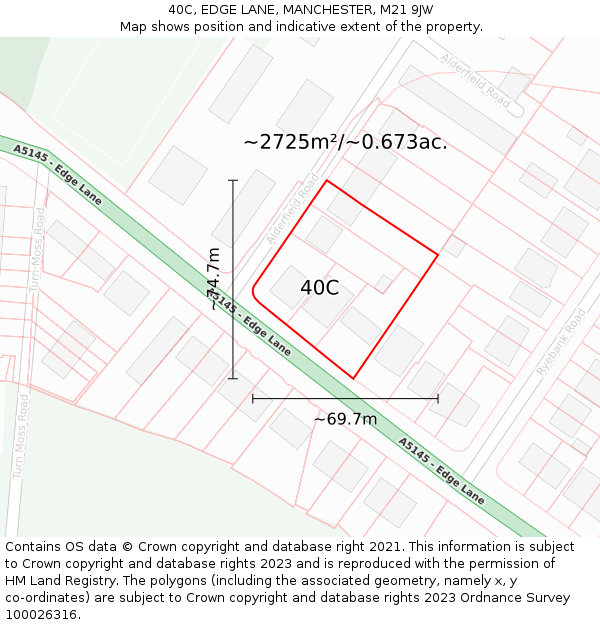 40C, EDGE LANE, MANCHESTER, M21 9JW: Plot and title map