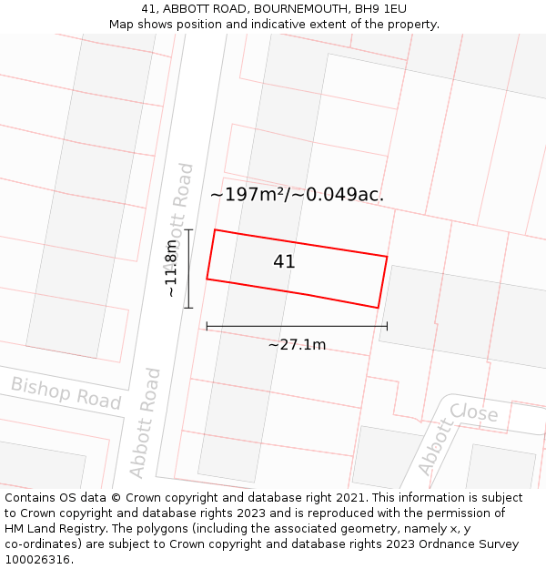 41, ABBOTT ROAD, BOURNEMOUTH, BH9 1EU: Plot and title map