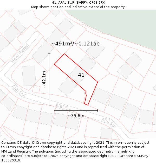 41, AFAL SUR, BARRY, CF63 1FX: Plot and title map