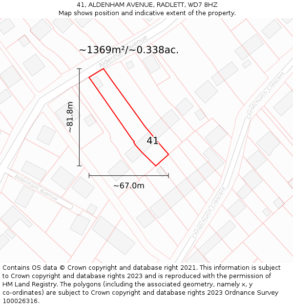 41, ALDENHAM AVENUE, RADLETT, WD7 8HZ: Plot and title map