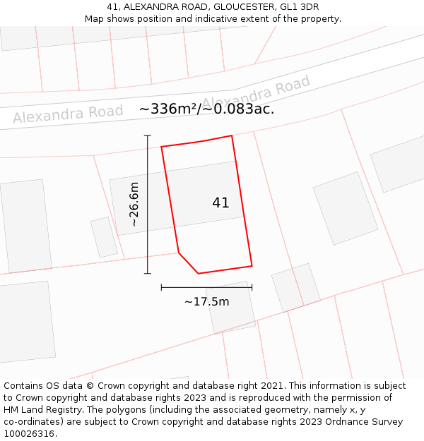 41, ALEXANDRA ROAD, GLOUCESTER, GL1 3DR: Plot and title map