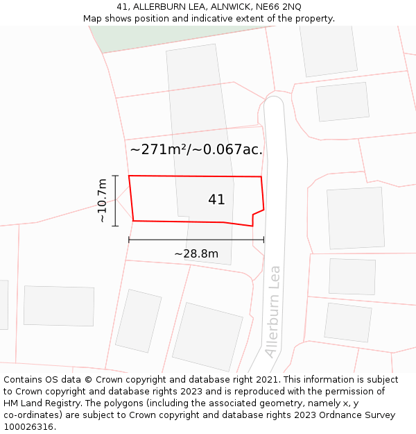 41, ALLERBURN LEA, ALNWICK, NE66 2NQ: Plot and title map