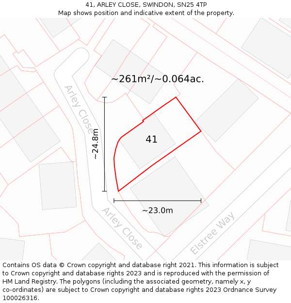 41, ARLEY CLOSE, SWINDON, SN25 4TP: Plot and title map