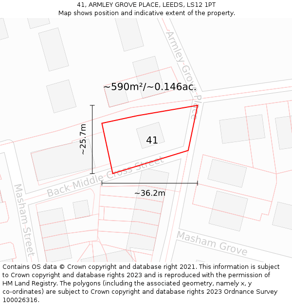 41, ARMLEY GROVE PLACE, LEEDS, LS12 1PT: Plot and title map