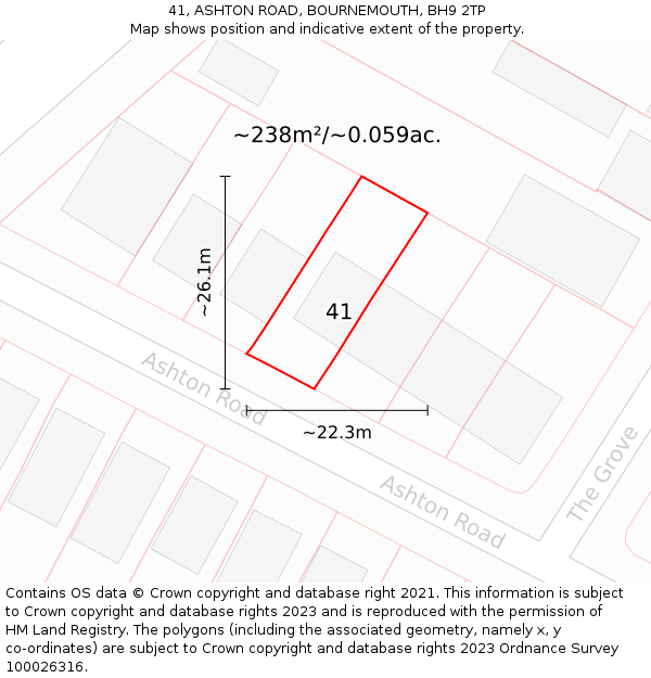 41, ASHTON ROAD, BOURNEMOUTH, BH9 2TP: Plot and title map