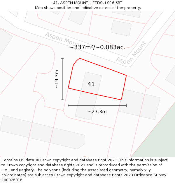 41, ASPEN MOUNT, LEEDS, LS16 6RT: Plot and title map