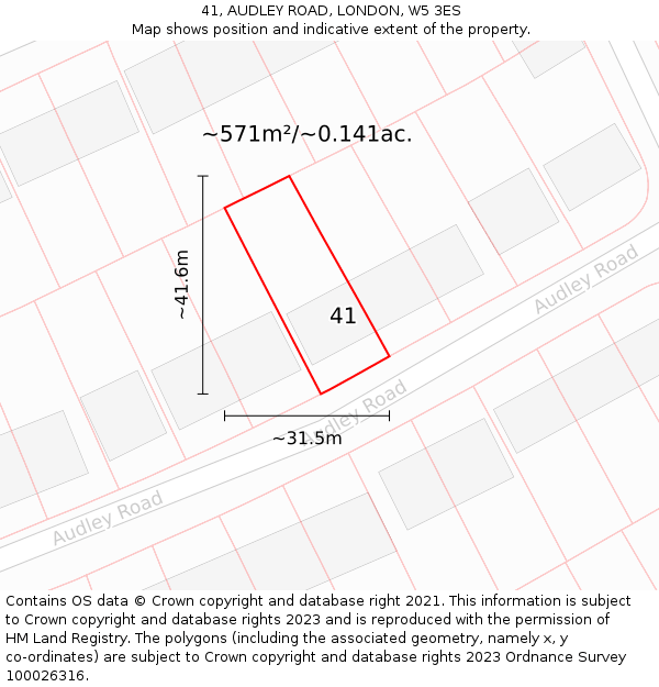 41, AUDLEY ROAD, LONDON, W5 3ES: Plot and title map