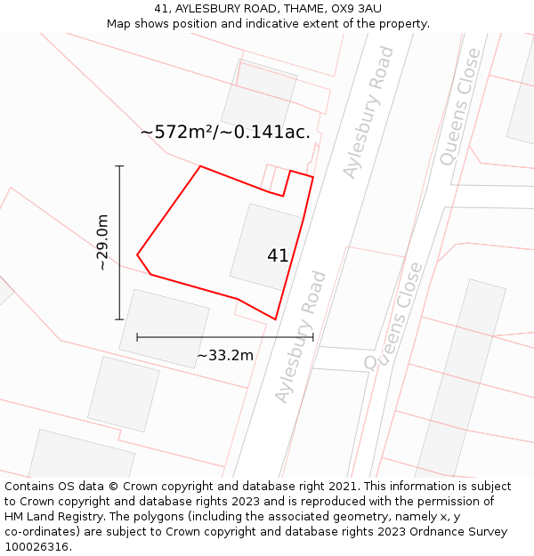 41, AYLESBURY ROAD, THAME, OX9 3AU: Plot and title map