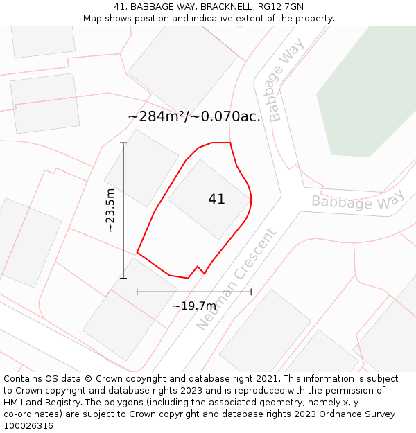 41, BABBAGE WAY, BRACKNELL, RG12 7GN: Plot and title map