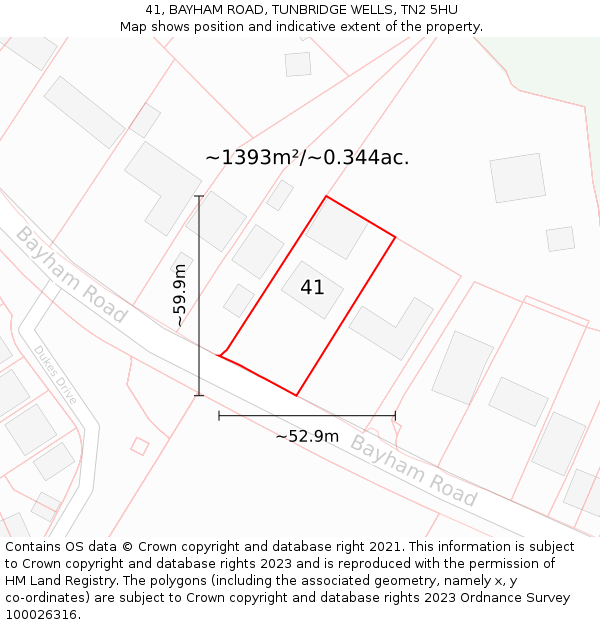 41, BAYHAM ROAD, TUNBRIDGE WELLS, TN2 5HU: Plot and title map