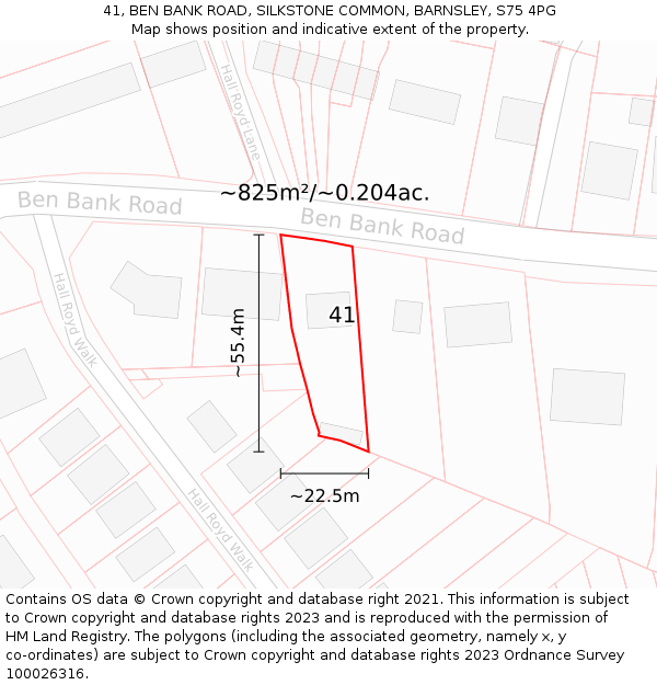 41, BEN BANK ROAD, SILKSTONE COMMON, BARNSLEY, S75 4PG: Plot and title map