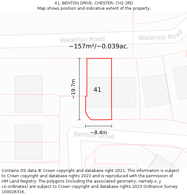 41, BENTON DRIVE, CHESTER, CH2 2RD: Plot and title map