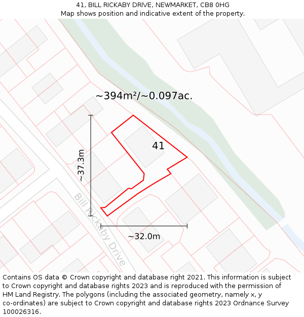 41, BILL RICKABY DRIVE, NEWMARKET, CB8 0HG: Plot and title map