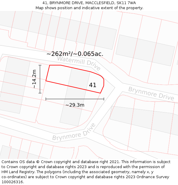 41, BRYNMORE DRIVE, MACCLESFIELD, SK11 7WA: Plot and title map