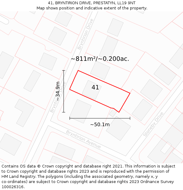 41, BRYNTIRION DRIVE, PRESTATYN, LL19 9NT: Plot and title map