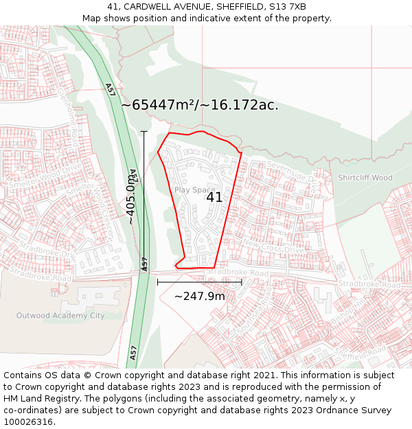 41, CARDWELL AVENUE, SHEFFIELD, S13 7XB: Plot and title map