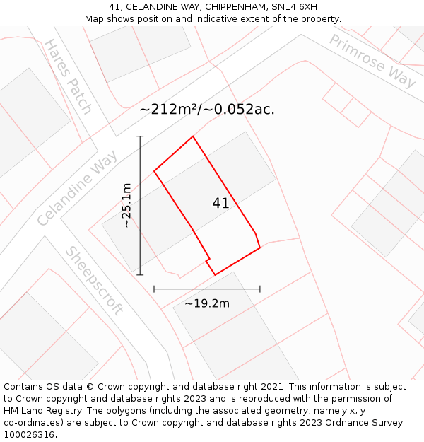 41, CELANDINE WAY, CHIPPENHAM, SN14 6XH: Plot and title map