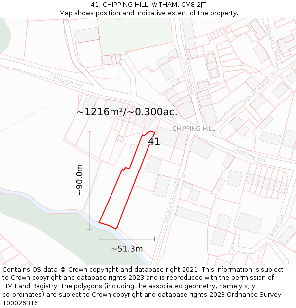 41, CHIPPING HILL, WITHAM, CM8 2JT: Plot and title map