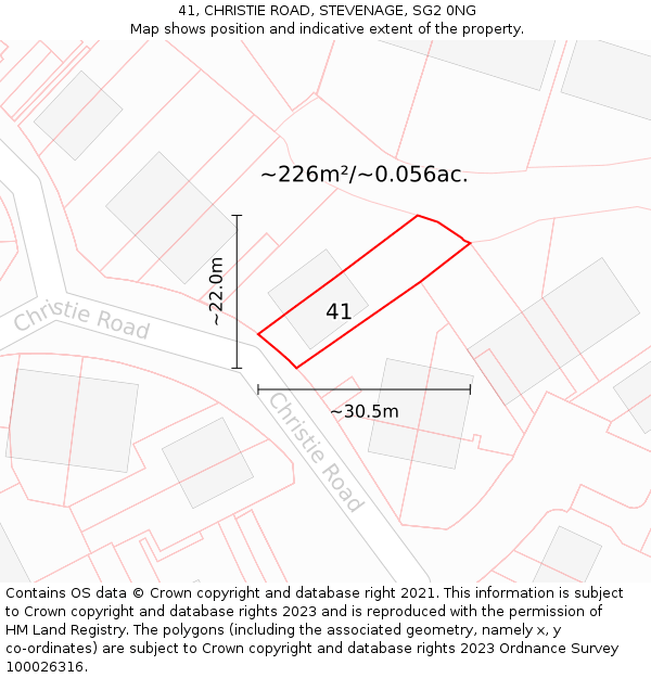 41, CHRISTIE ROAD, STEVENAGE, SG2 0NG: Plot and title map