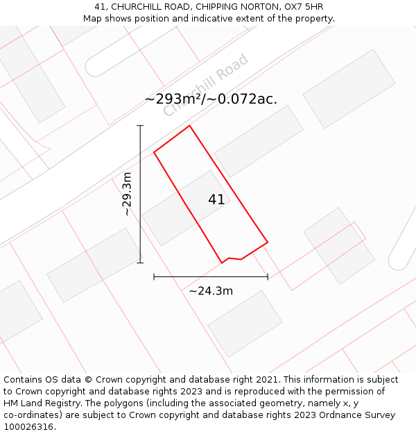 41, CHURCHILL ROAD, CHIPPING NORTON, OX7 5HR: Plot and title map