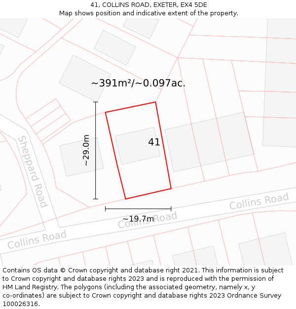 41, COLLINS ROAD, EXETER, EX4 5DE: Plot and title map