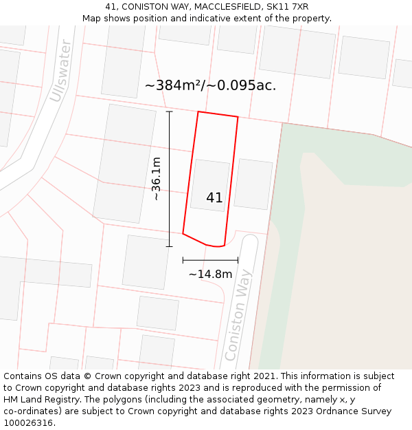 41, CONISTON WAY, MACCLESFIELD, SK11 7XR: Plot and title map