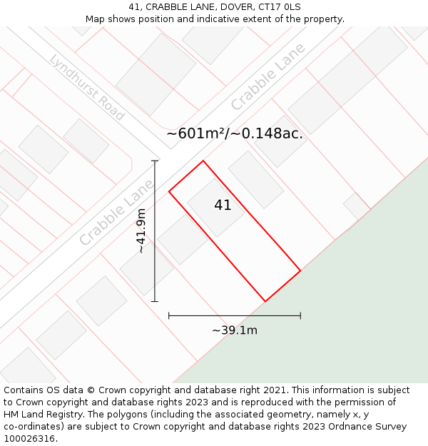 41, CRABBLE LANE, DOVER, CT17 0LS: Plot and title map