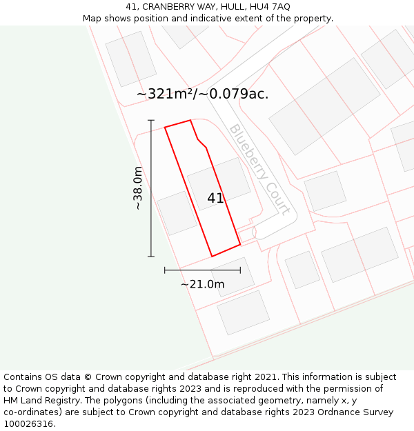 41, CRANBERRY WAY, HULL, HU4 7AQ: Plot and title map