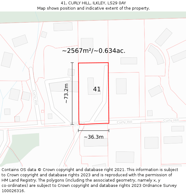 41, CURLY HILL, ILKLEY, LS29 0AY: Plot and title map