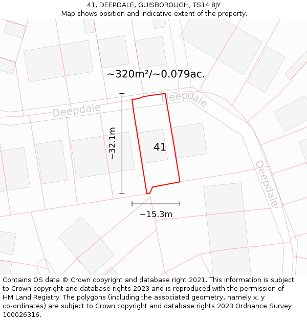 41, DEEPDALE, GUISBOROUGH, TS14 8JY: Plot and title map