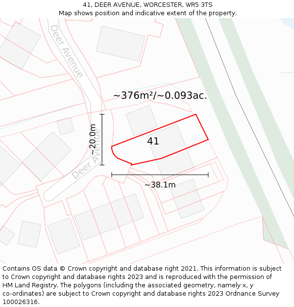 41, DEER AVENUE, WORCESTER, WR5 3TS: Plot and title map