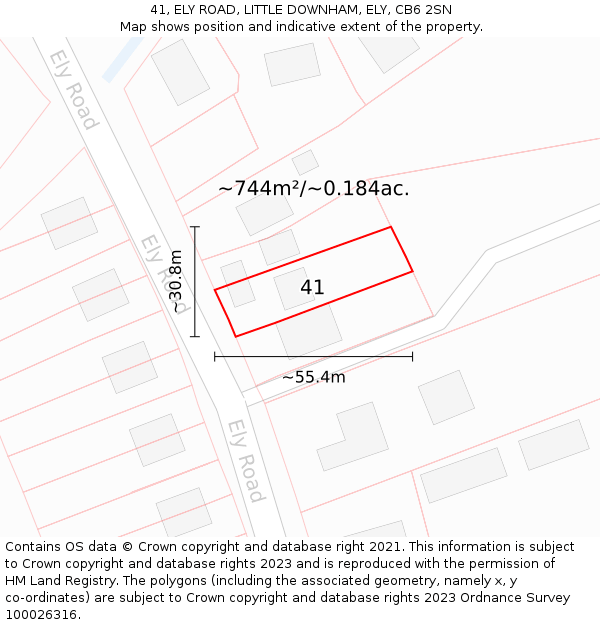 41, ELY ROAD, LITTLE DOWNHAM, ELY, CB6 2SN: Plot and title map