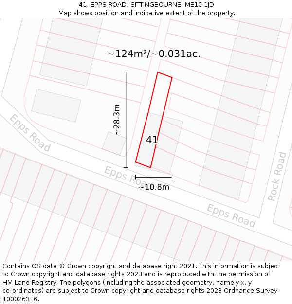 41, EPPS ROAD, SITTINGBOURNE, ME10 1JD: Plot and title map