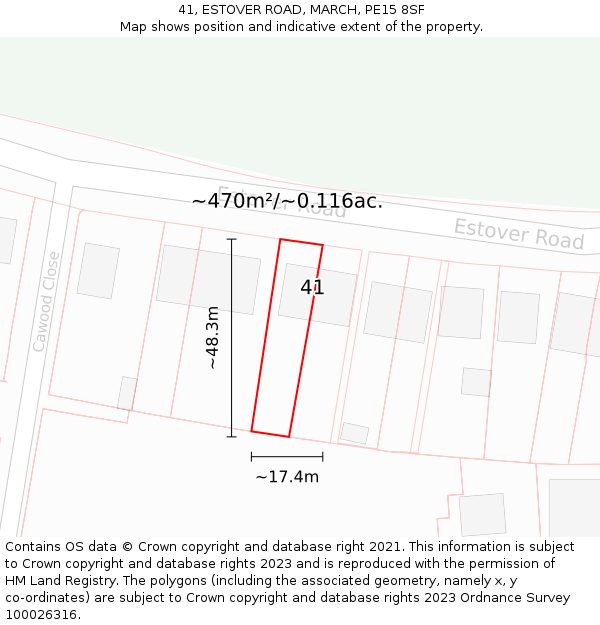 41, ESTOVER ROAD, MARCH, PE15 8SF: Plot and title map