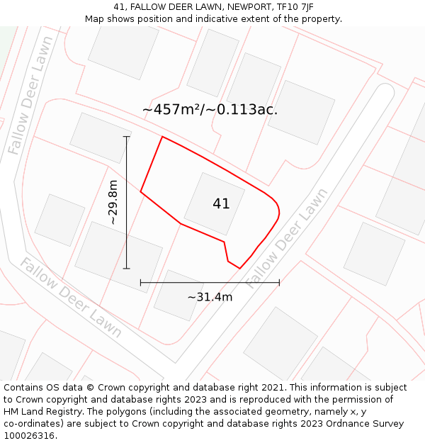 41, FALLOW DEER LAWN, NEWPORT, TF10 7JF: Plot and title map