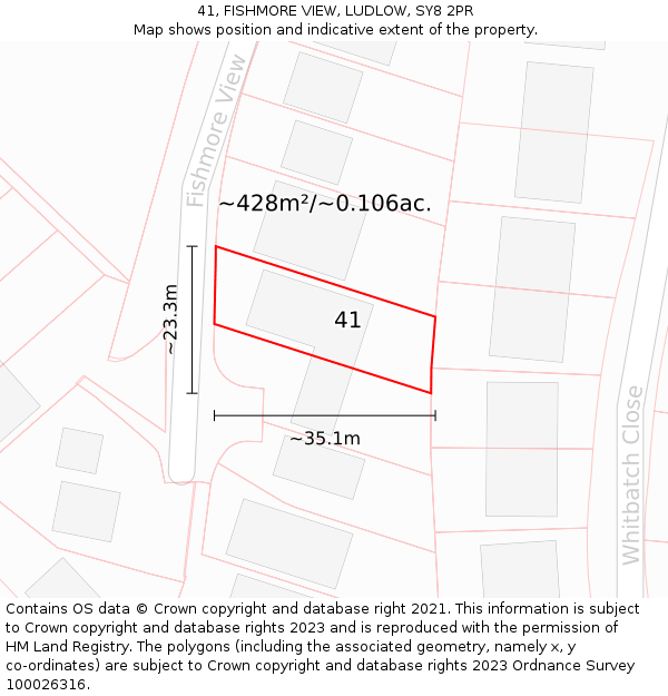 41, FISHMORE VIEW, LUDLOW, SY8 2PR: Plot and title map