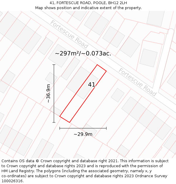 41, FORTESCUE ROAD, POOLE, BH12 2LH: Plot and title map
