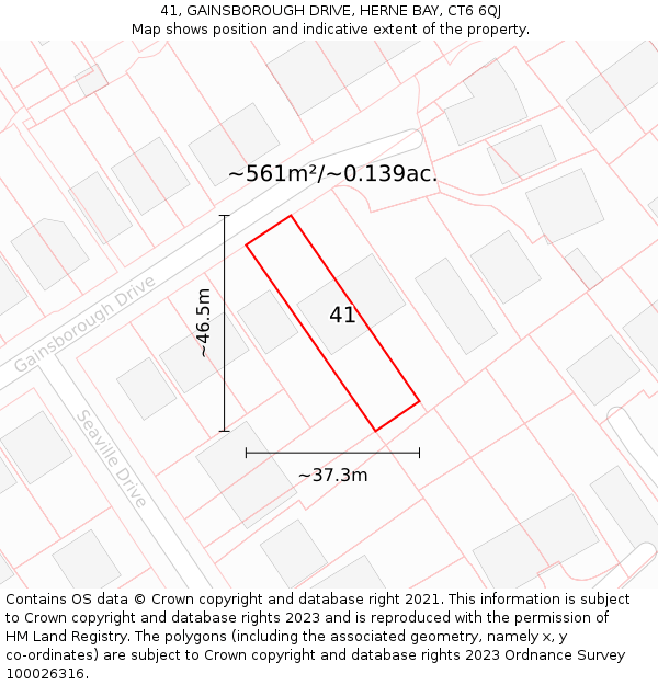 41, GAINSBOROUGH DRIVE, HERNE BAY, CT6 6QJ: Plot and title map