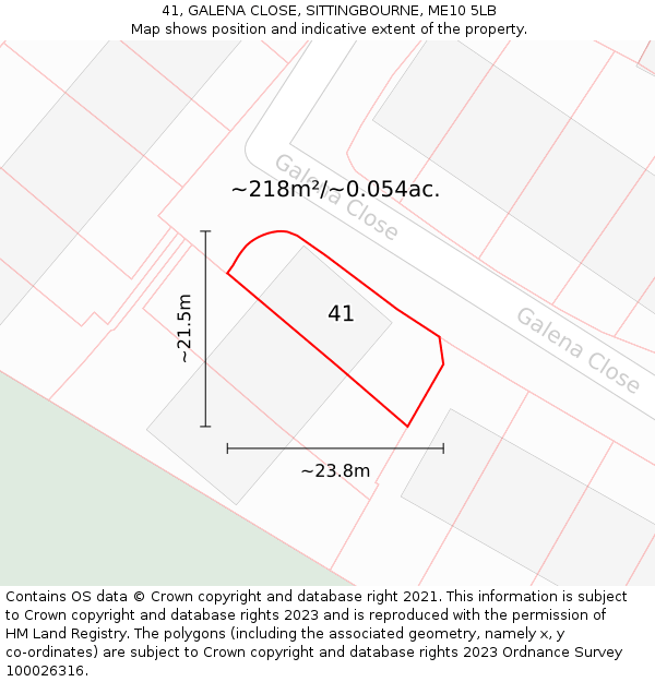 41, GALENA CLOSE, SITTINGBOURNE, ME10 5LB: Plot and title map