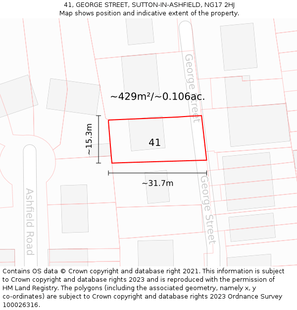 41, GEORGE STREET, SUTTON-IN-ASHFIELD, NG17 2HJ: Plot and title map