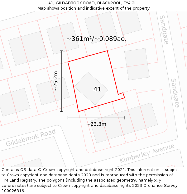 41, GILDABROOK ROAD, BLACKPOOL, FY4 2LU: Plot and title map
