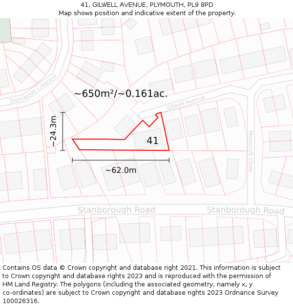 41, GILWELL AVENUE, PLYMOUTH, PL9 8PD: Plot and title map