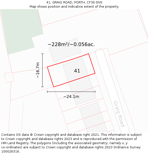 41, GRAIG ROAD, PORTH, CF39 0NS: Plot and title map