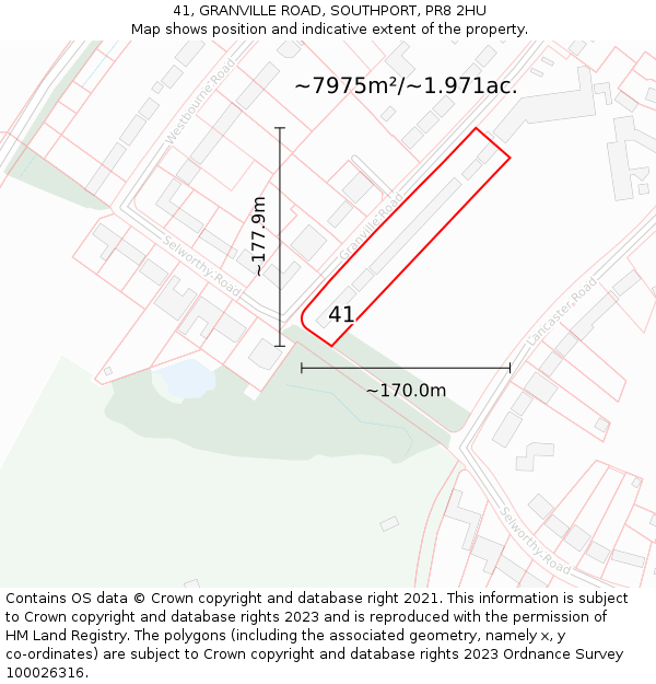 41, GRANVILLE ROAD, SOUTHPORT, PR8 2HU: Plot and title map